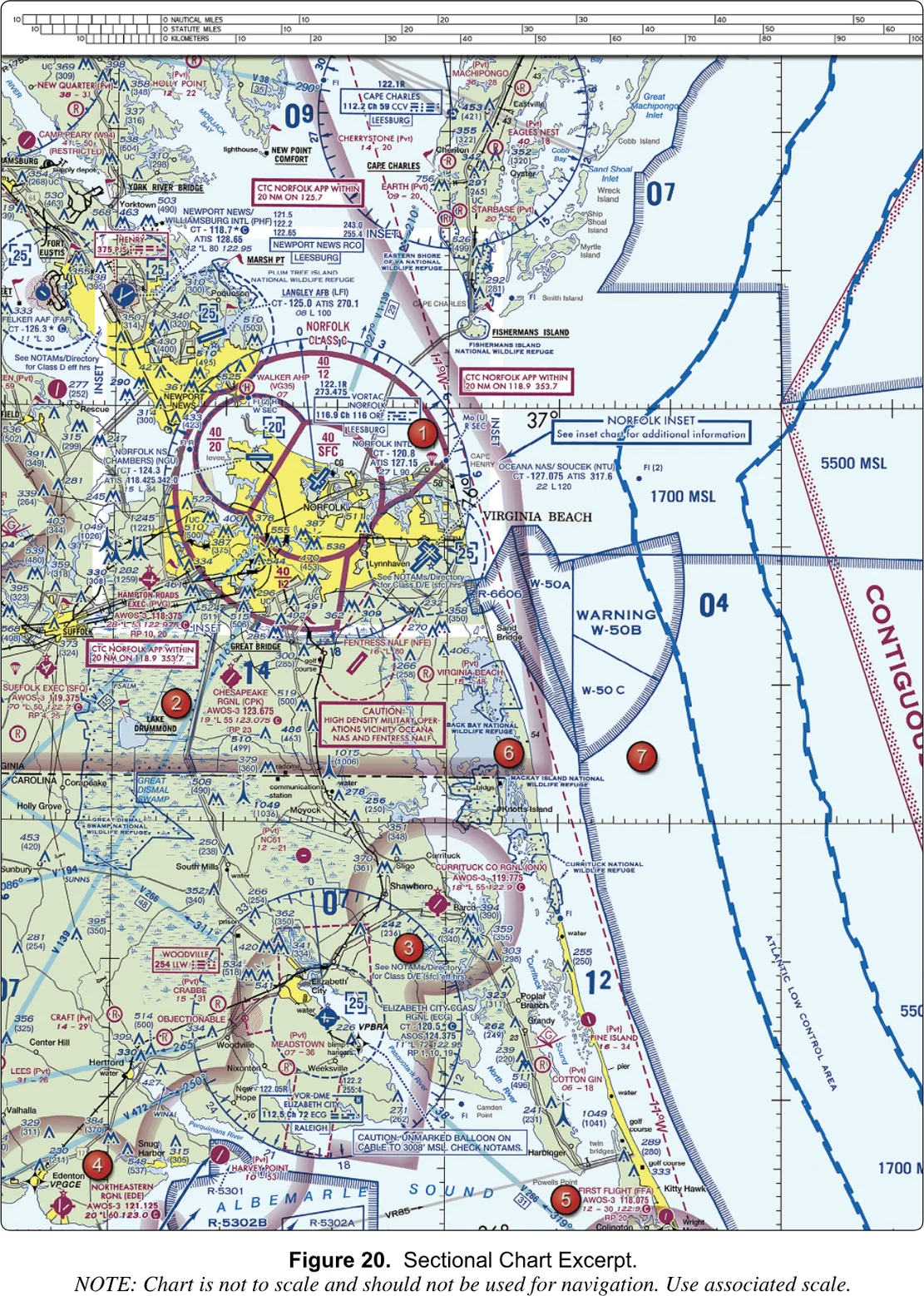 Sectional excerpt: Norfolk / Virginia Beach, VA and Elizabeth City / Outer Banks, NC