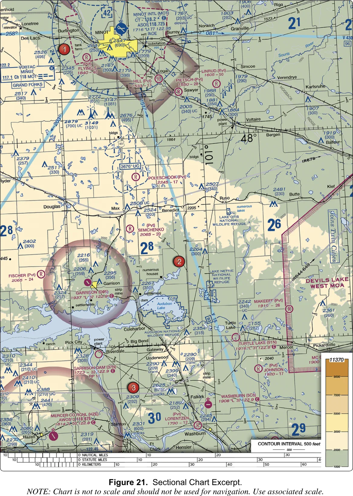 Sectional excerpt: Minot / Garrison / Washburn, ND