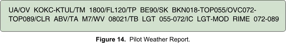 Pilot weather report (PIREP) example